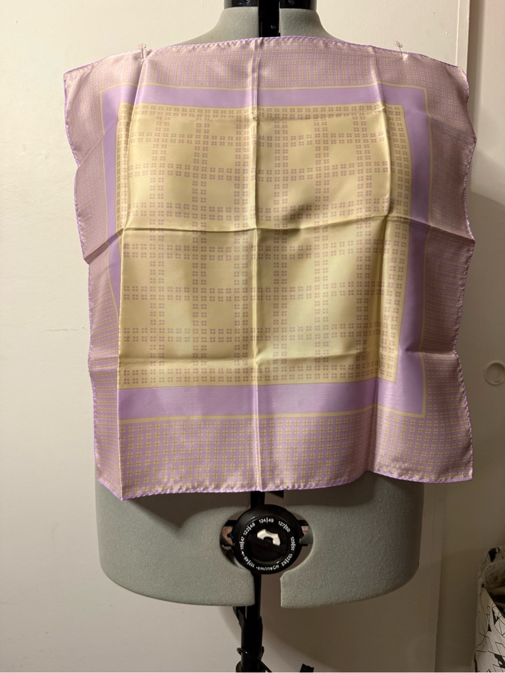 Silk Ivory Square Scarf with Subtle Botanical Print